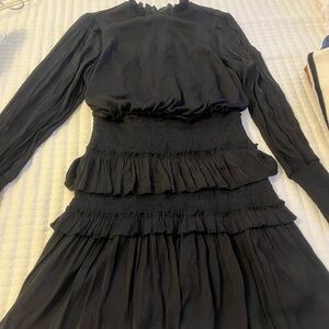 She + Sky Black Long Sleeve Ruffle Dress